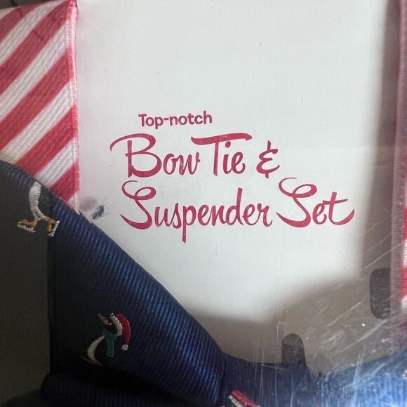Wembley Bow Tie & Suspender Set - Red and Navy - Picture 3 of 3